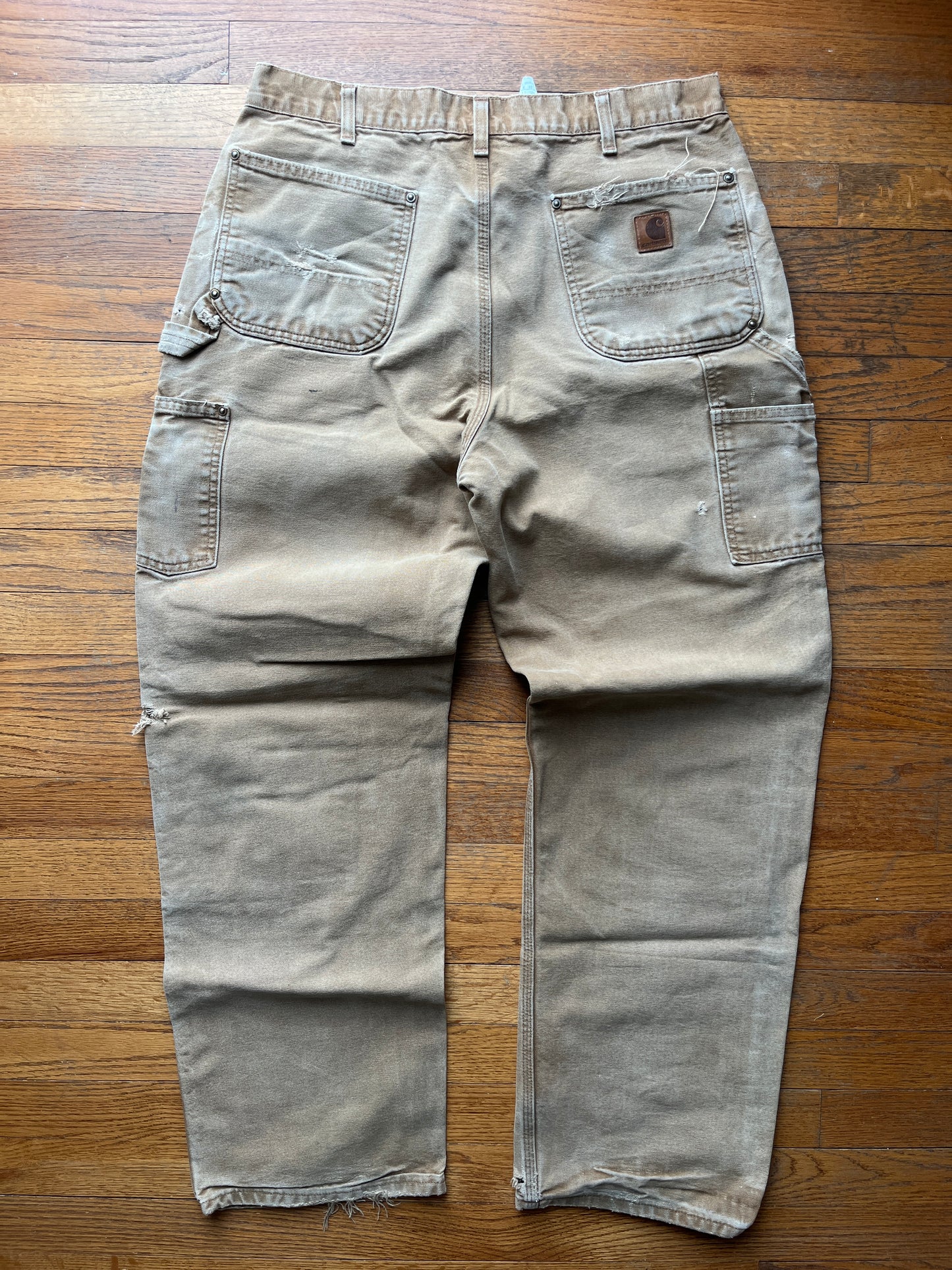 Faded Brown Carhartt Double Knee Pants - 33 x 31