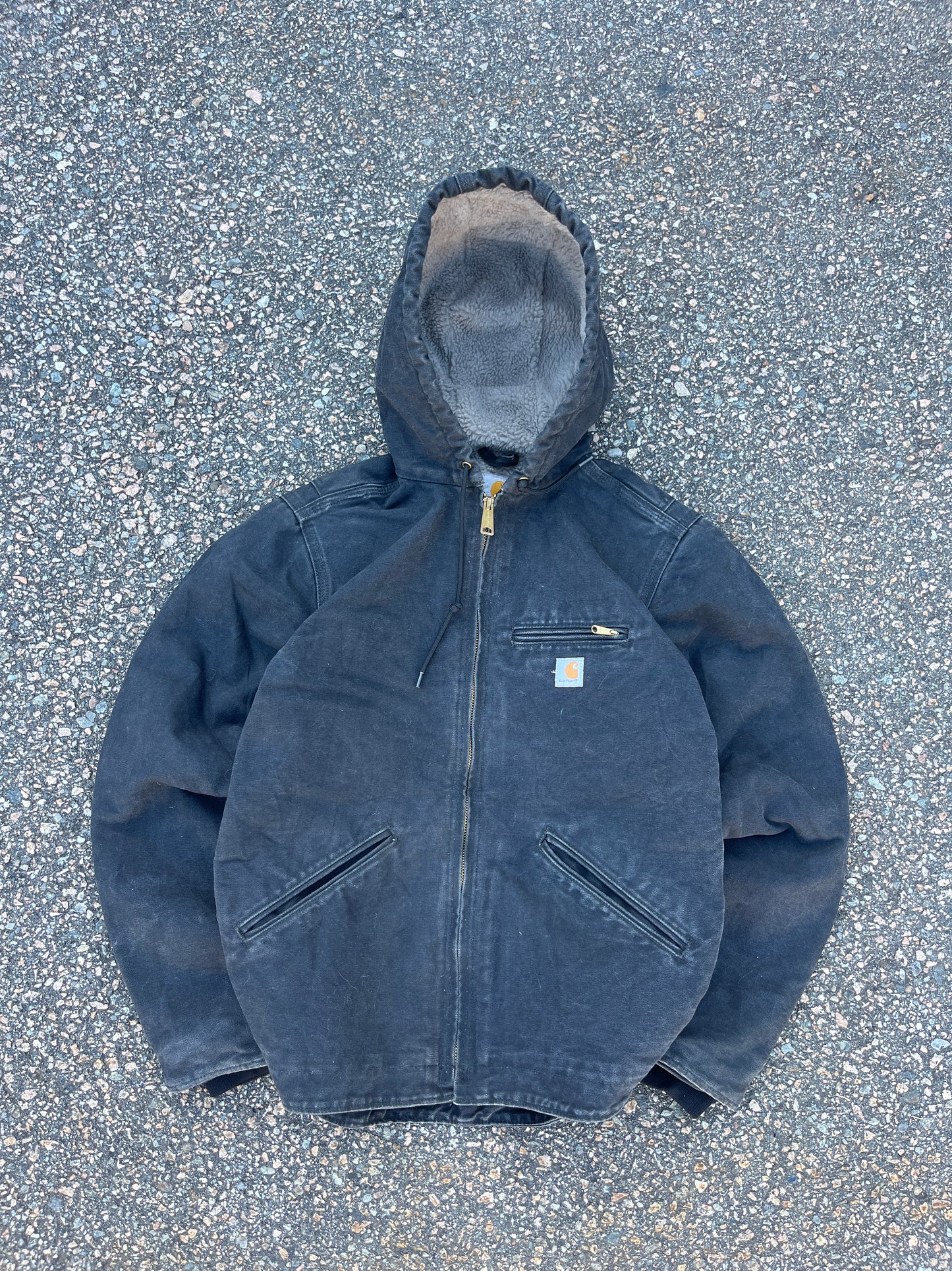 Faded Black Carhartt Sherpa Lined Jacket - XS