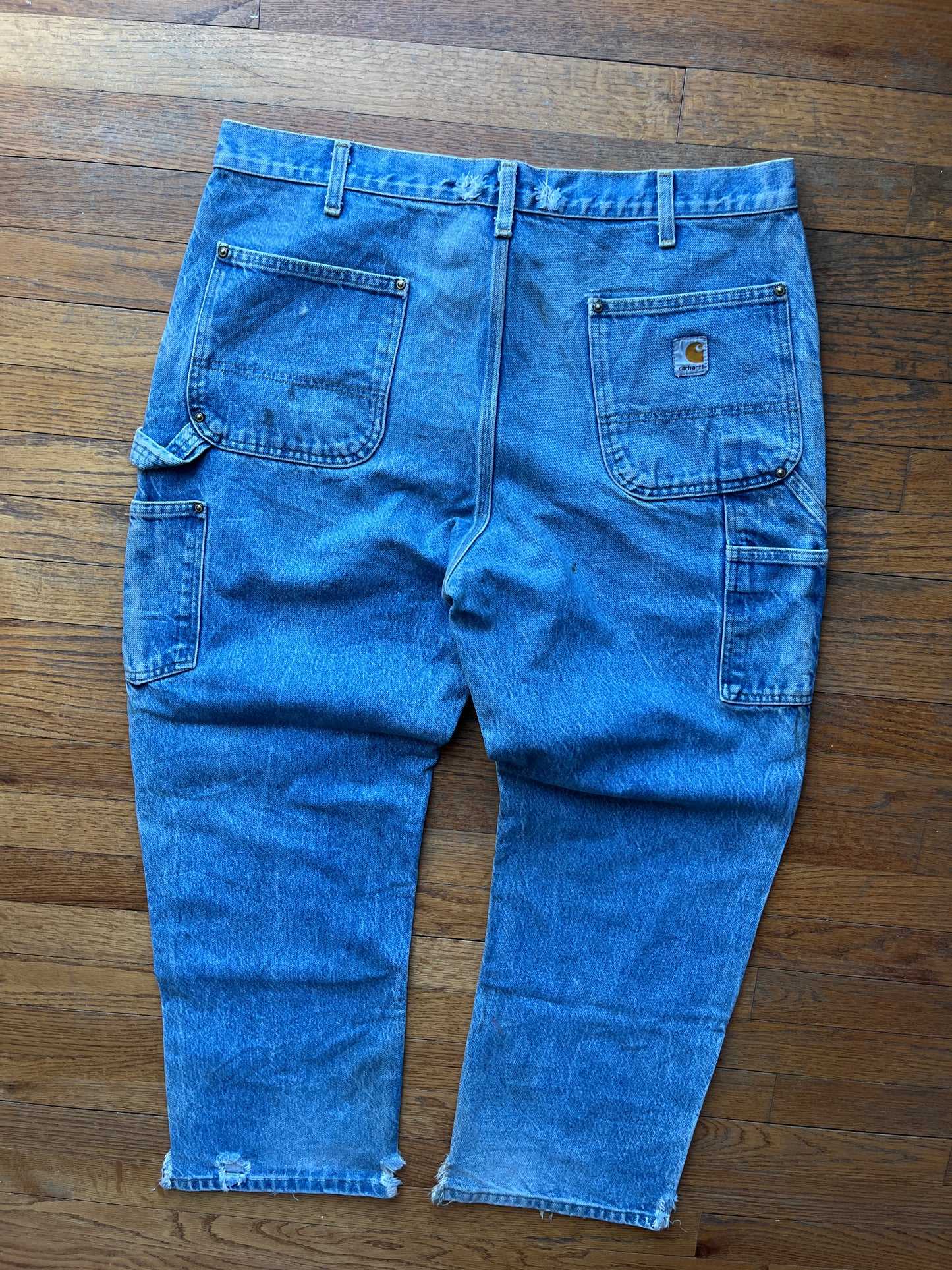 Faded Denim Carhartt Double Knee Pants - 38 x 29