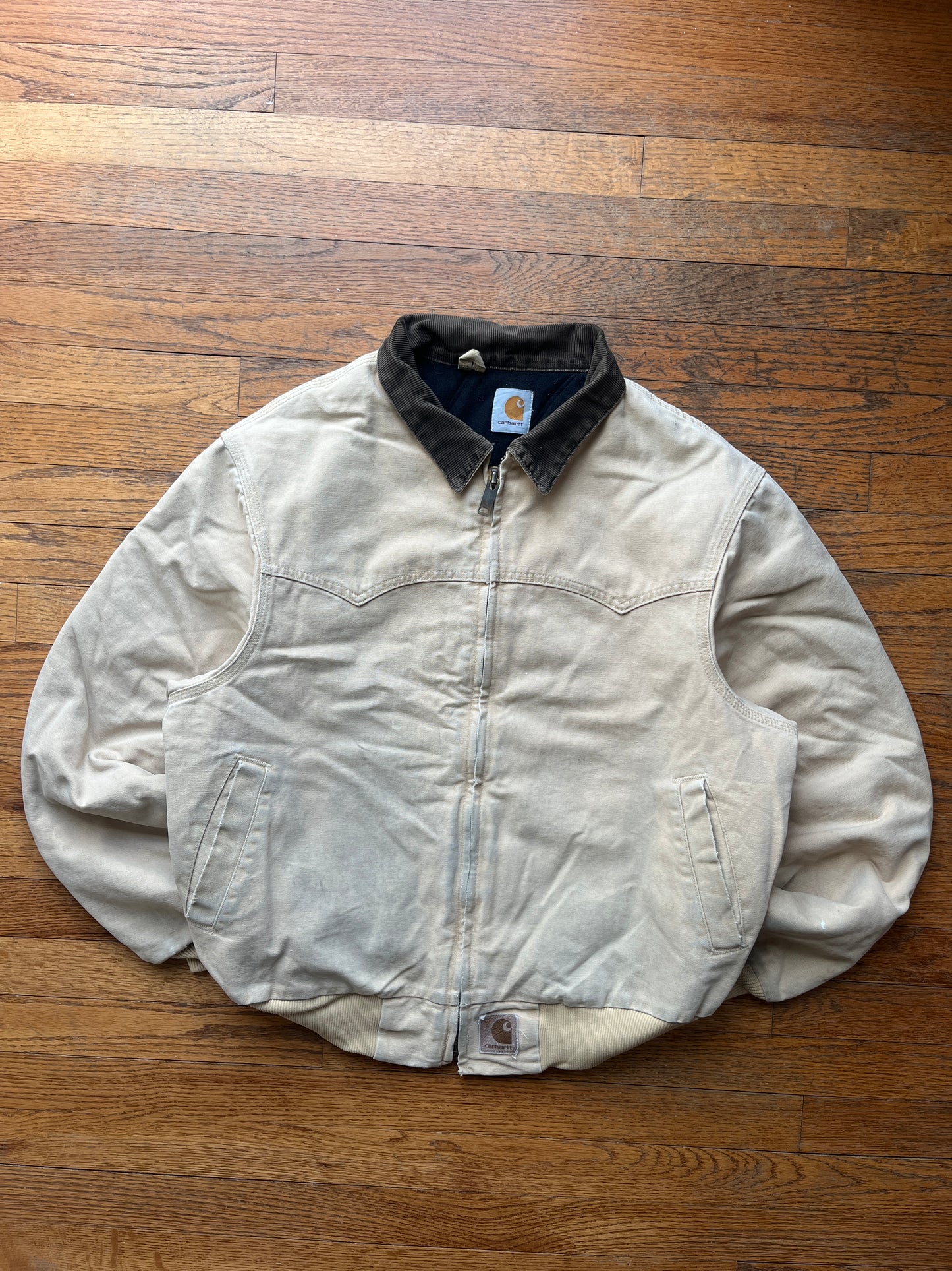 Faded Cream Carhartt Santa Fe Jacket - Medium