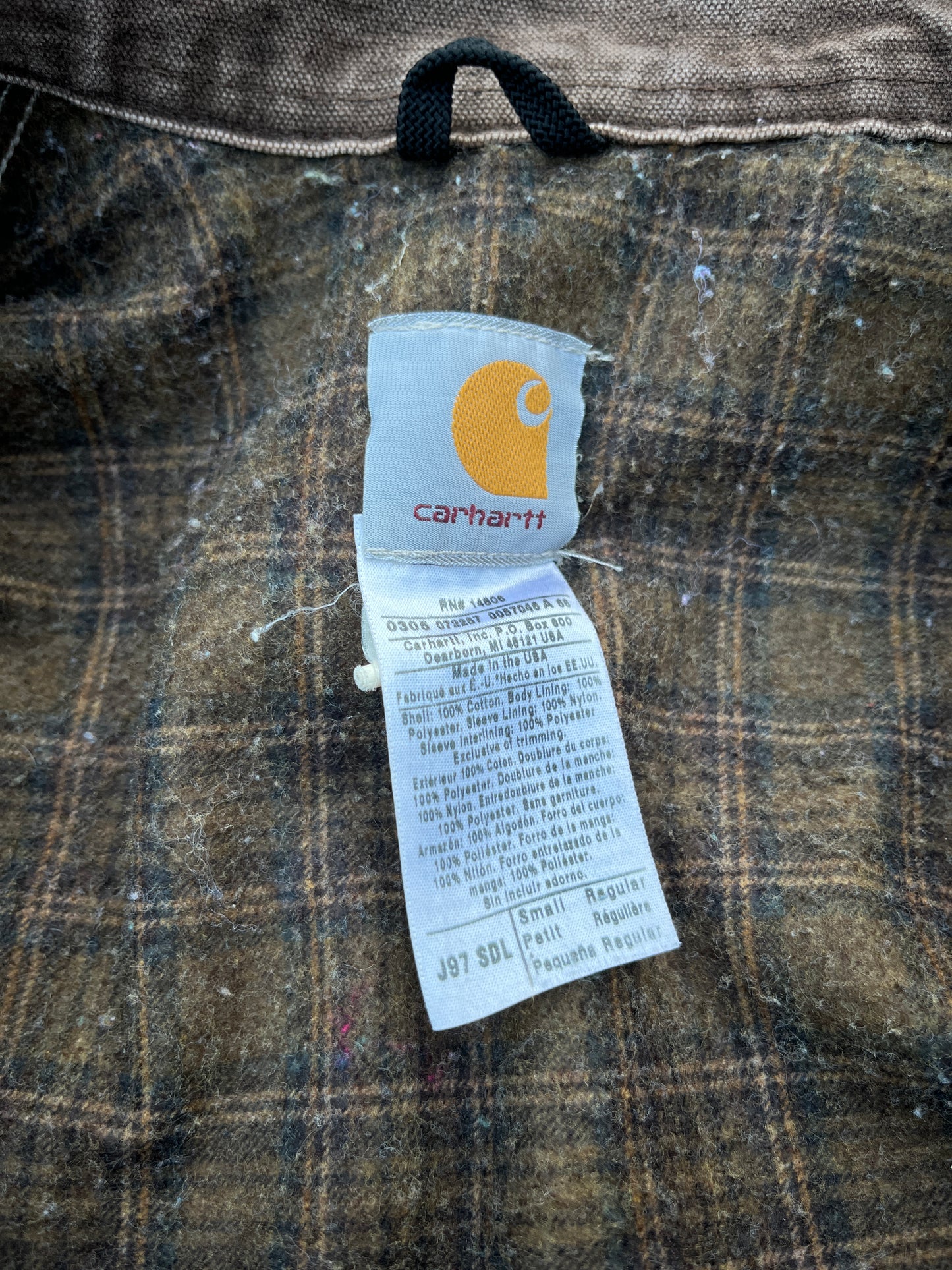 褪色马鞍棕色 Carhartt 底特律夹克 - 小码