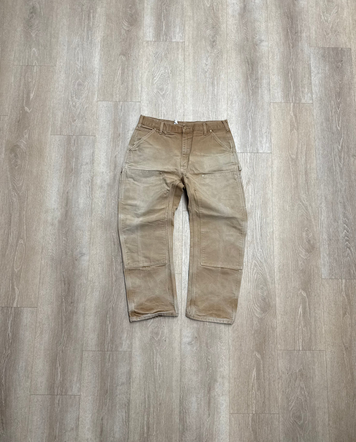 Faded Brown Carhartt Double Knee Pants - 34 x 29