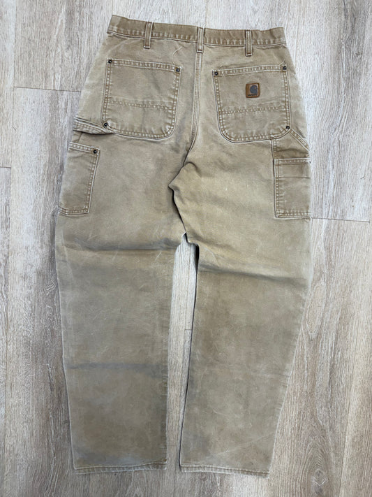 Faded Brown Carhartt Double Knee Pants - 32 x 33