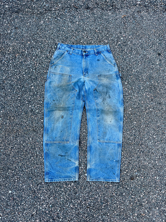 Faded Denim Carhartt Double Knee Pants - 32 x 31