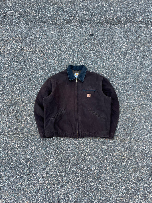 褪色深棕色 Carhartt Detroit 夹克 - 宽松 L-XL