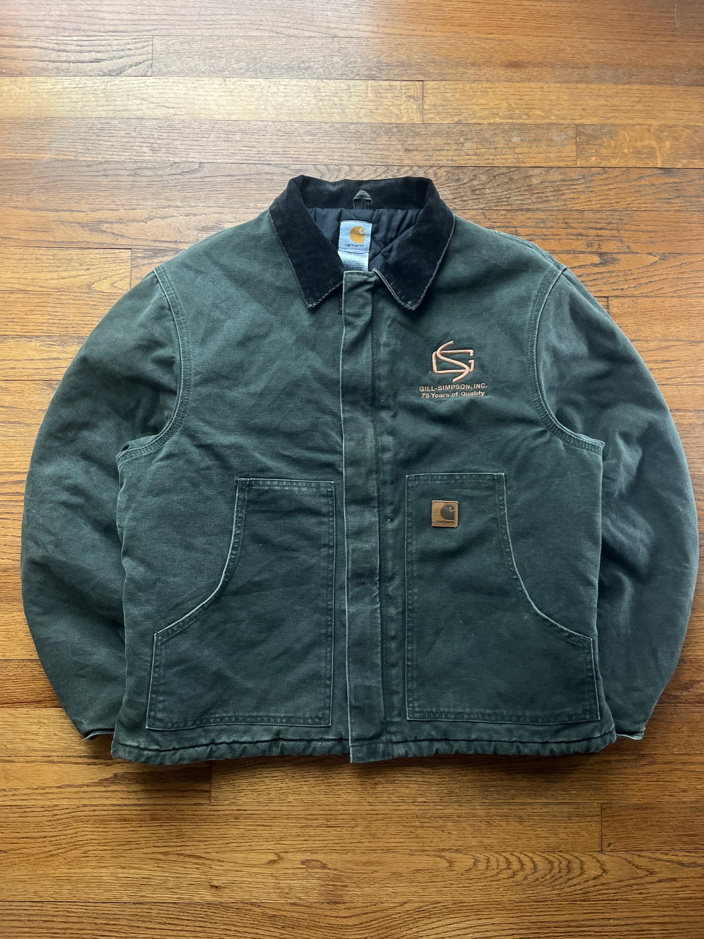 褪色橄榄绿色 Carhartt 北极夹克 - 宽大的中号