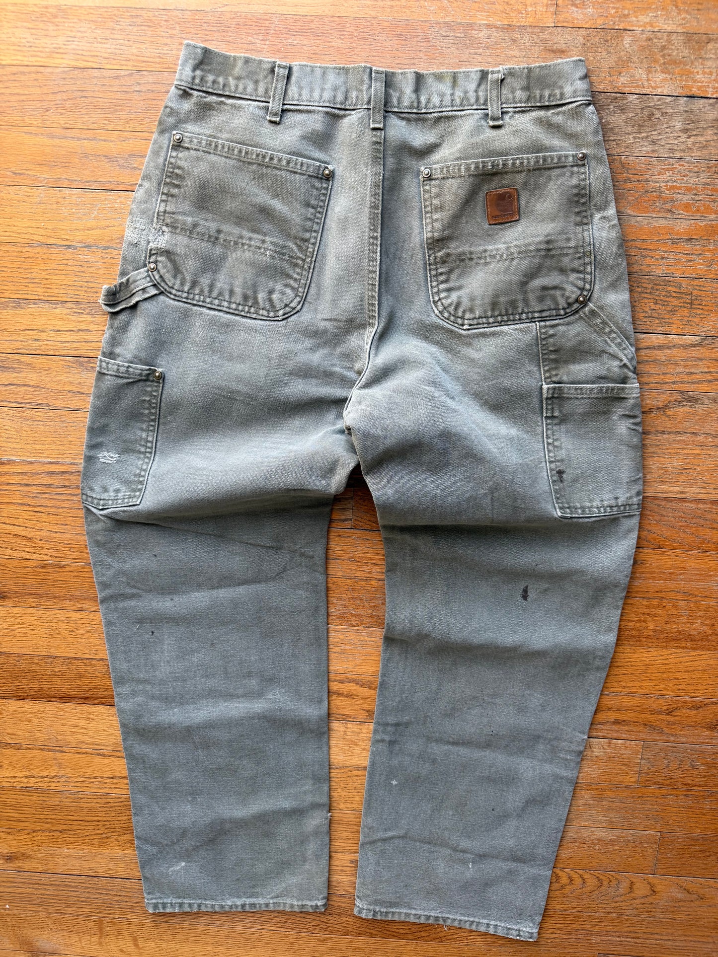 Faded Olive Green Carhartt Double Knee Pants - 31 x 28
