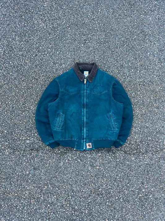 Faded Dark Teal Carhartt Santa Fe Jacket - Large