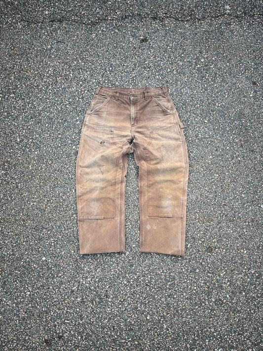 Faded Brown Carhartt Double Knee Pants - 30 x 27.5