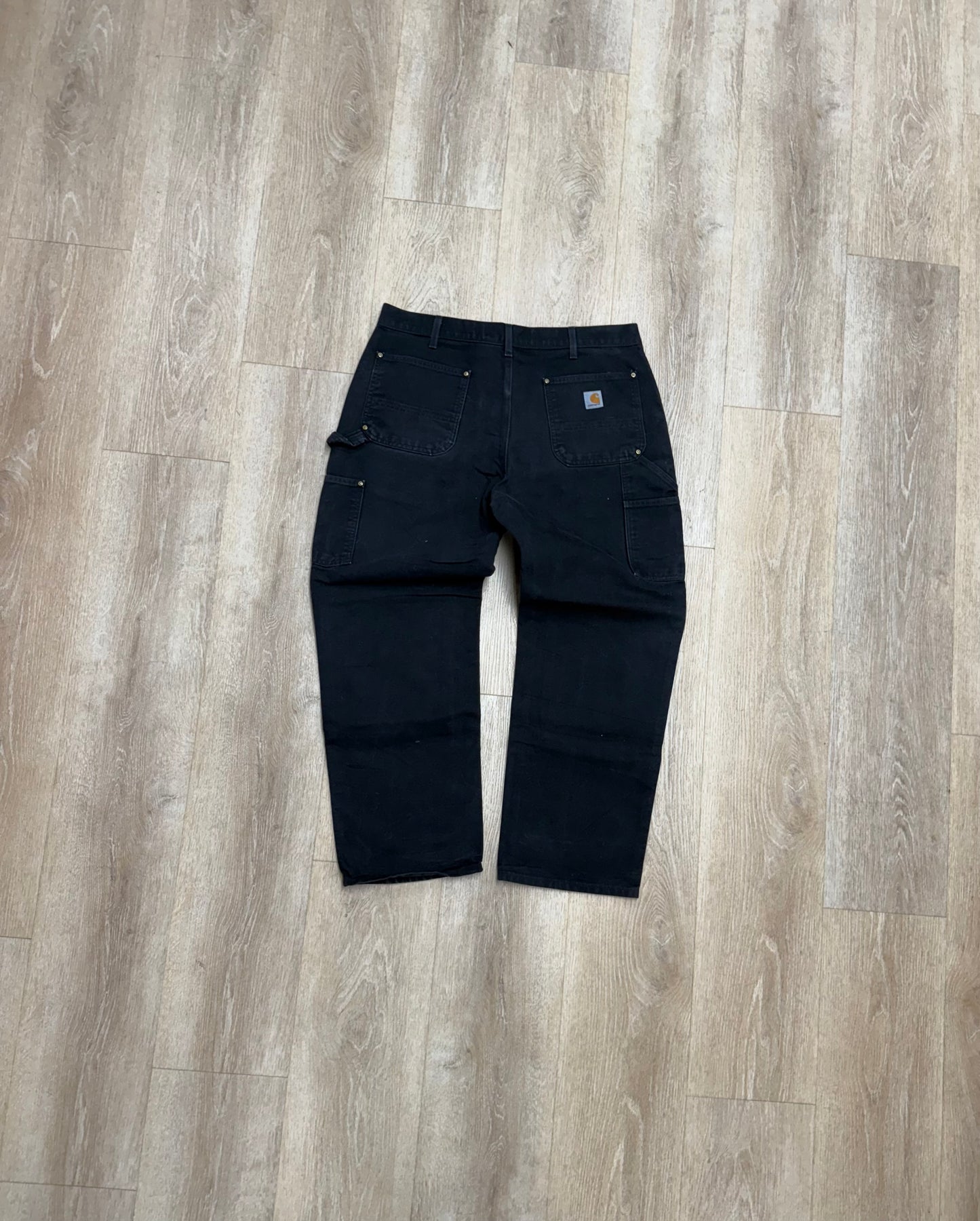 Faded Black Carhartt Double Knee Pants - 37 x 30