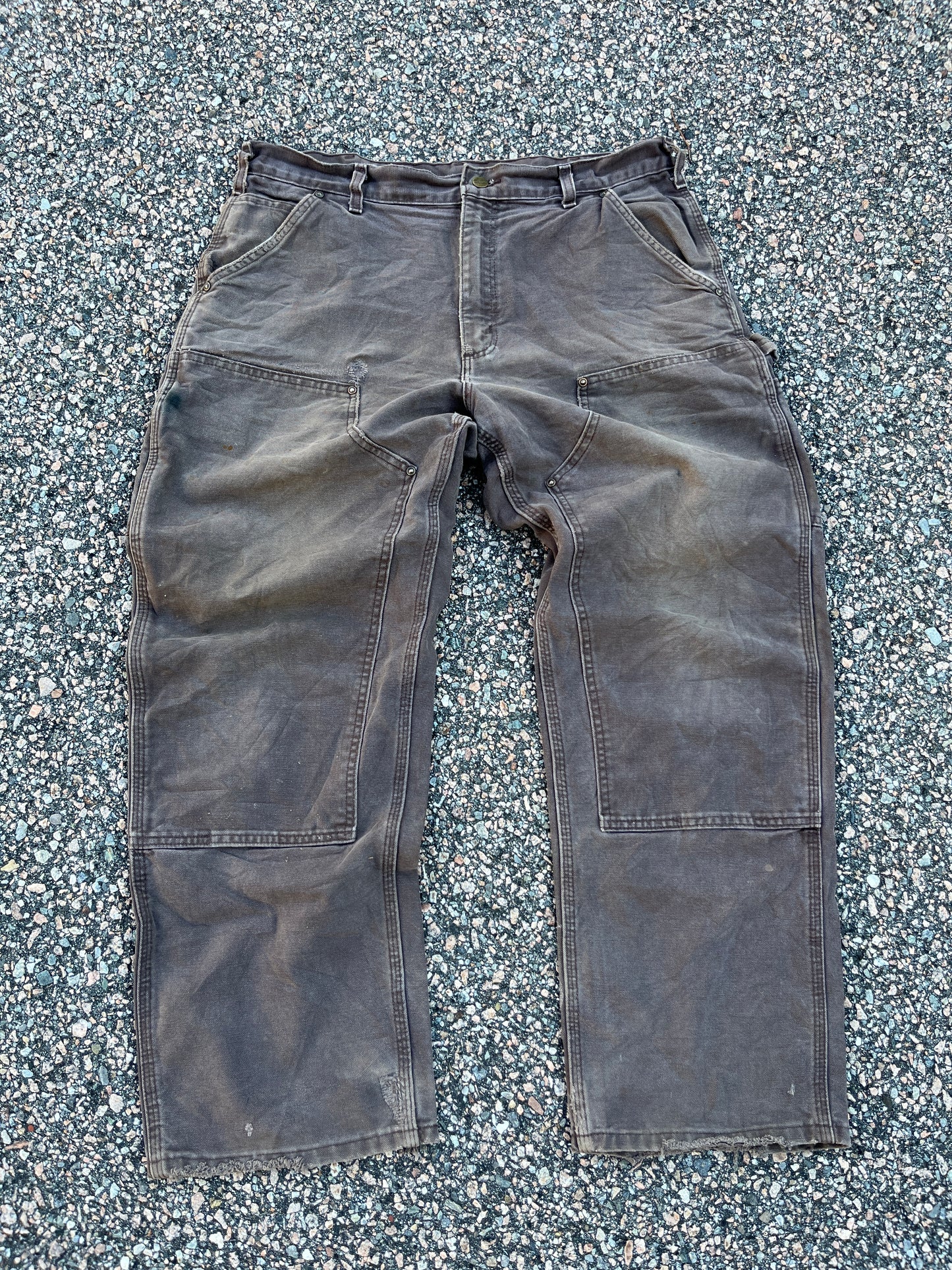 Faded Brown Carhartt Double Knee Pants - 36 x 28