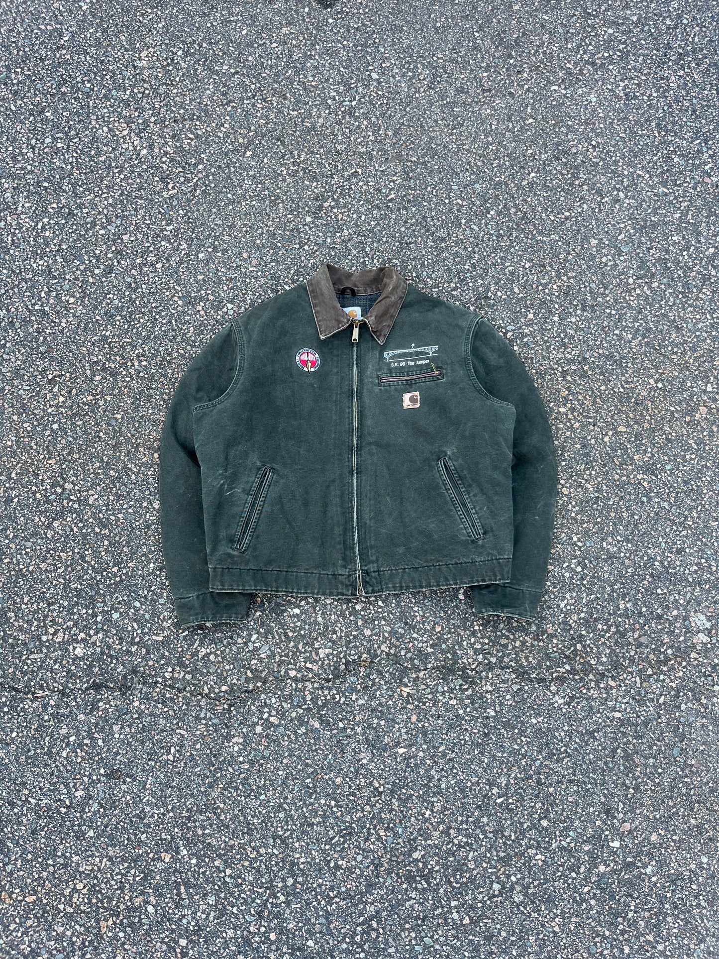 褪色橄榄绿色 Carhartt 底特律夹克 - 宽松中号