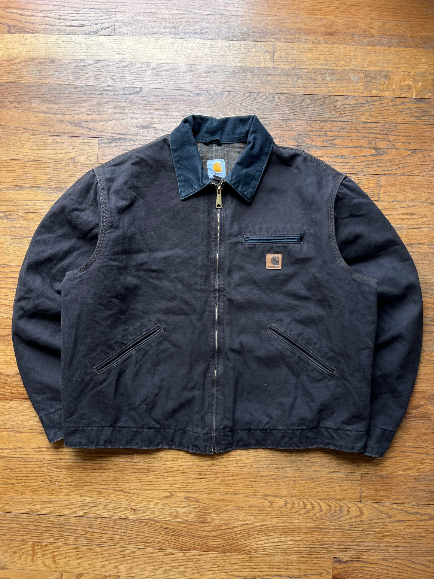 褪色深棕色 Carhartt Detroit 夹克 - 宽松 L-XL