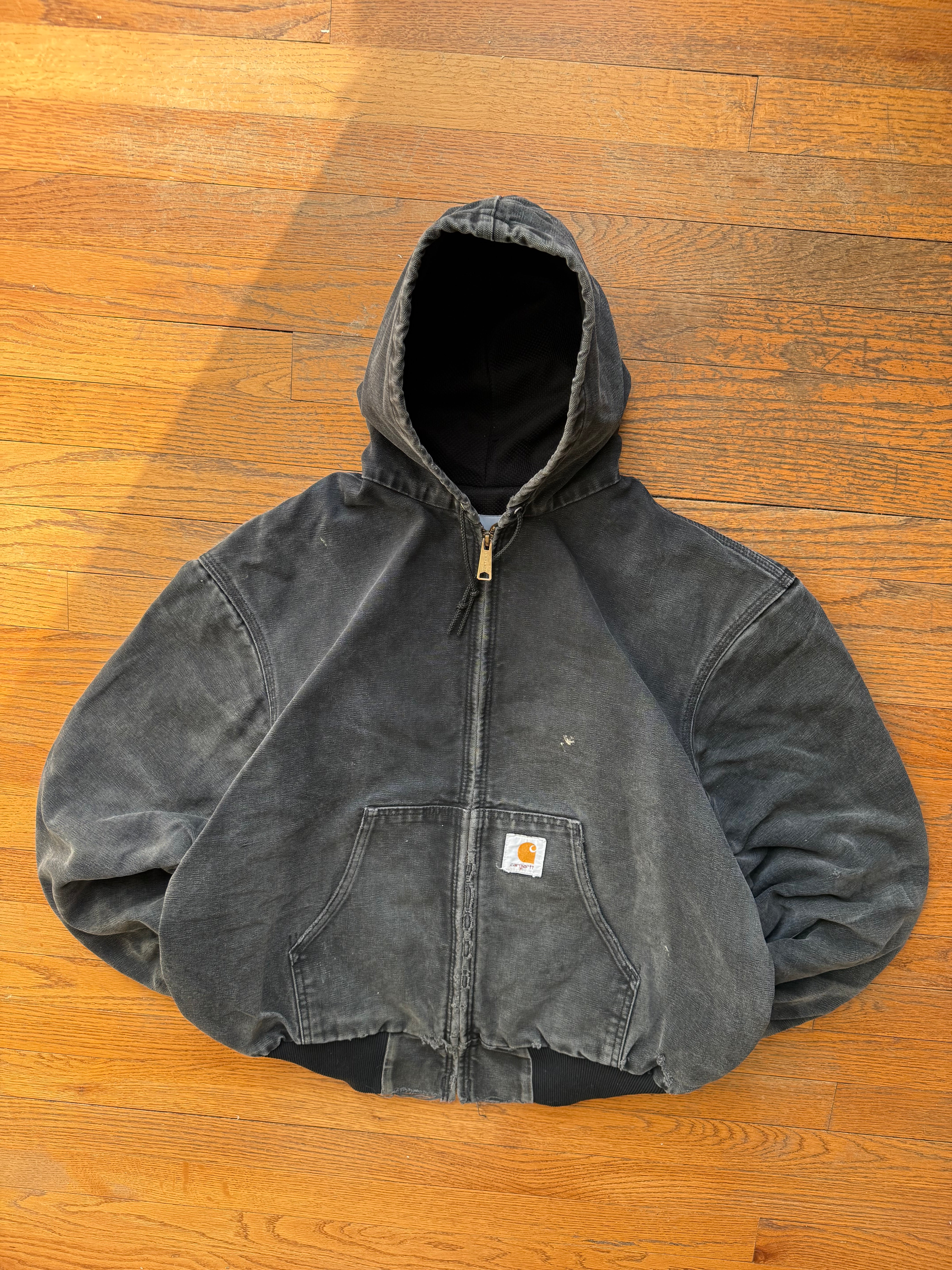 Faded n Distressed Black Carhartt Active Jacket - Boxy Medium