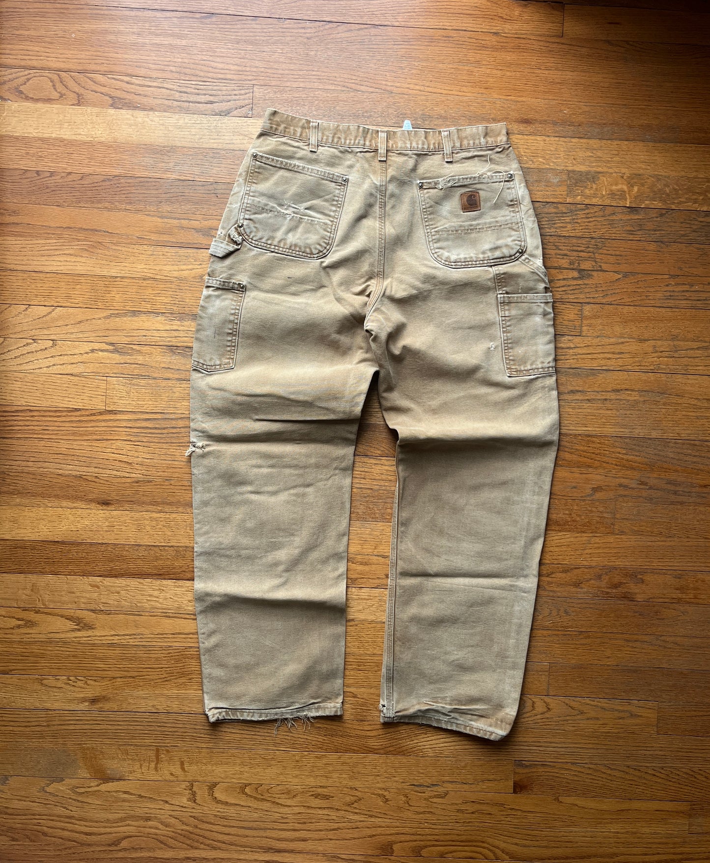 Faded Brown Carhartt Double Knee Pants - 33 x 31