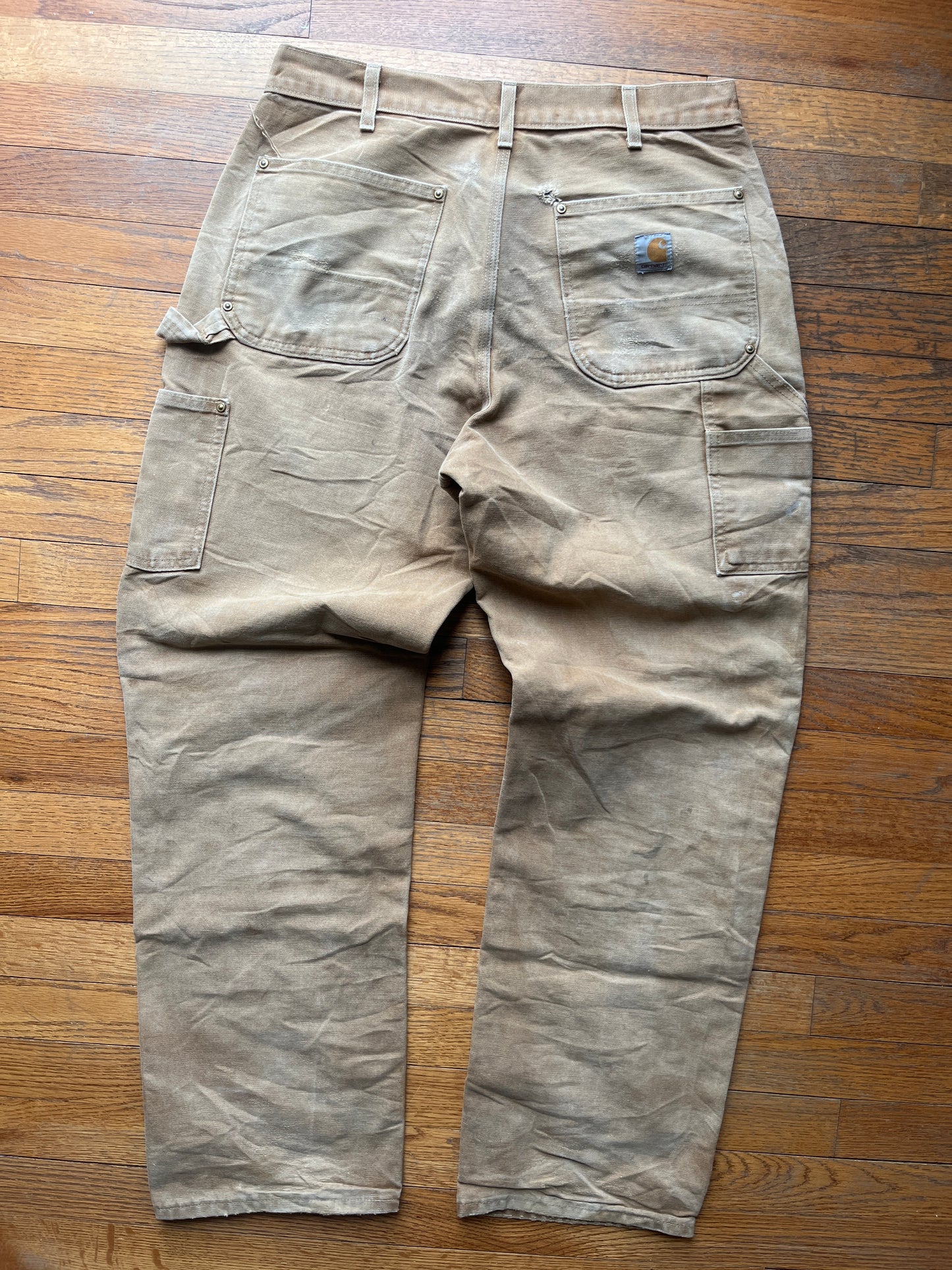 Faded Brown Carhartt Double Knee Pants - 32 x 30.5