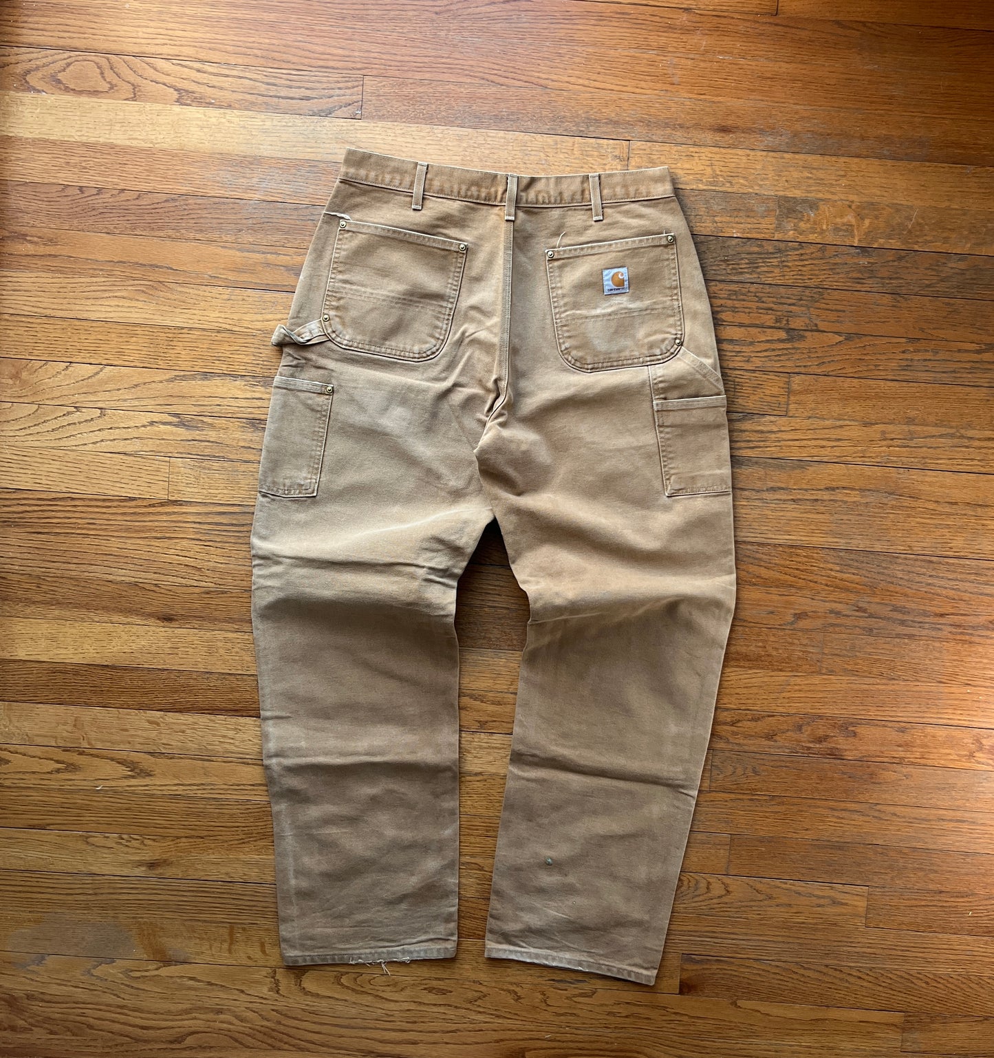 Faded Brown Carhartt Double Knee Pants - 33 x 32