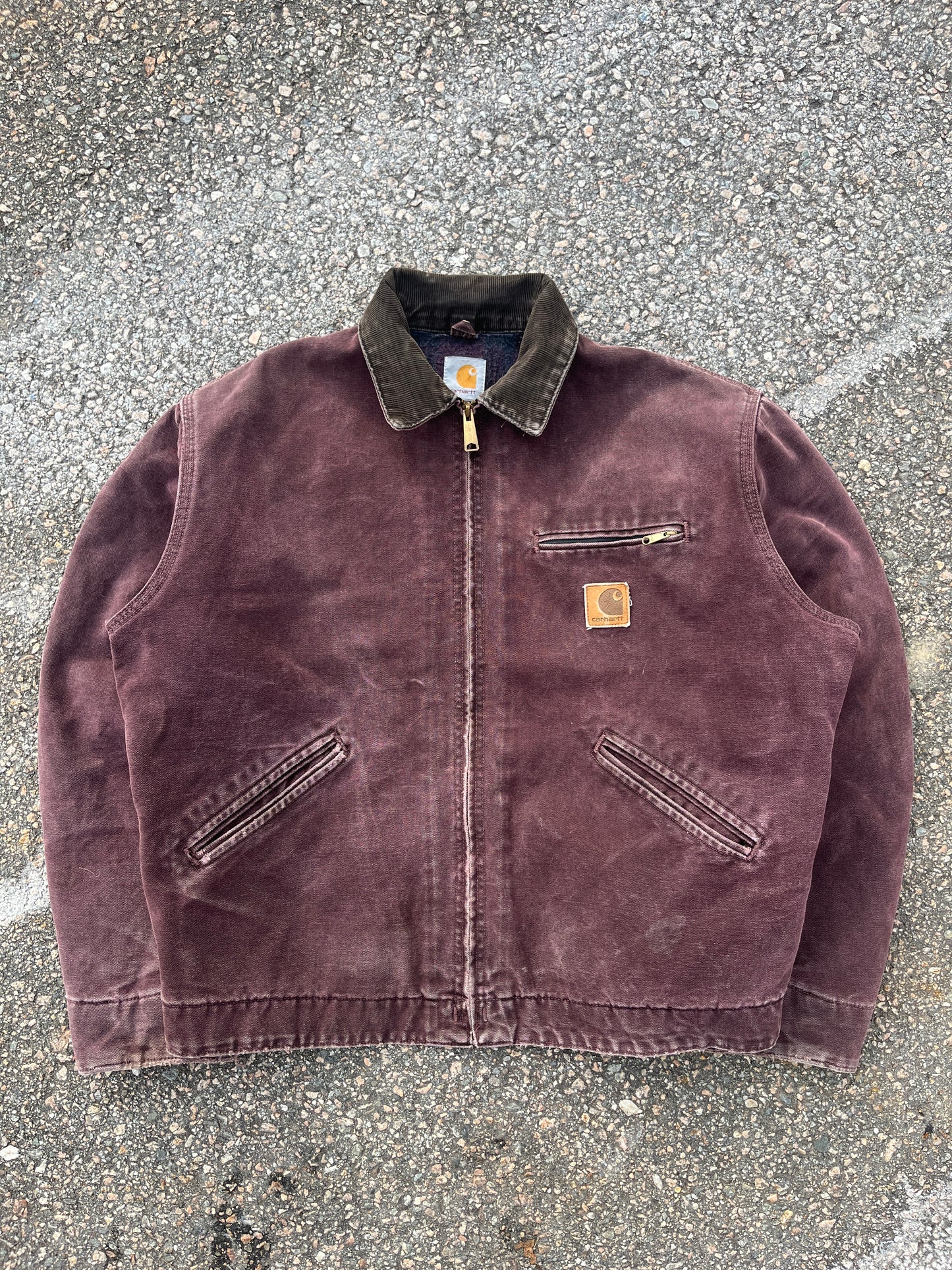 褪色勃艮第红 Carhartt 底特律夹克 - 宽松中号