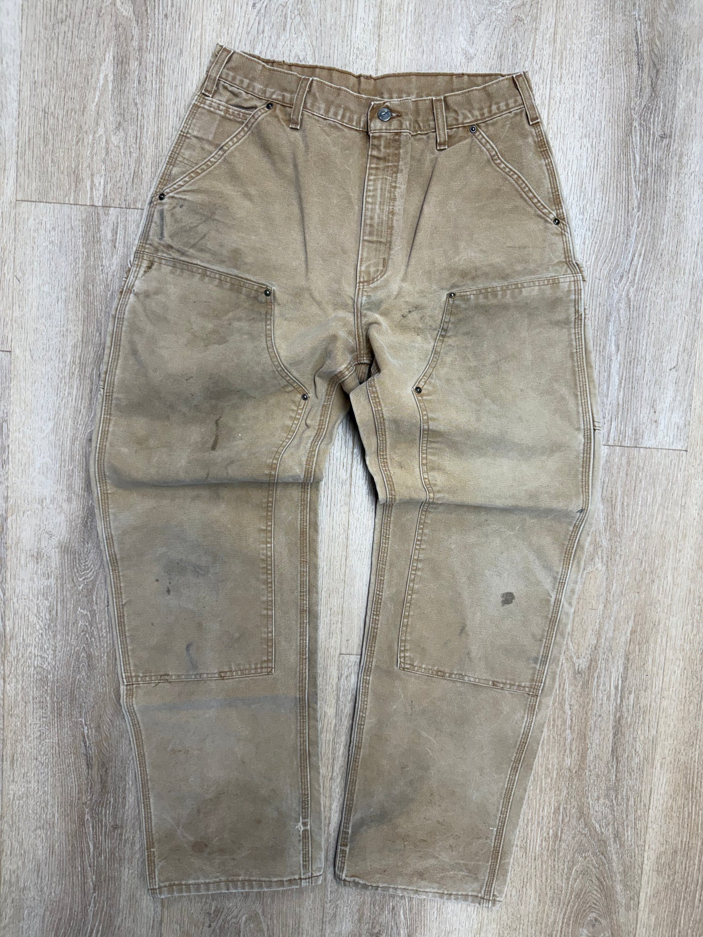 Faded Brown Carhartt Double Knee Pants - 32 x 33