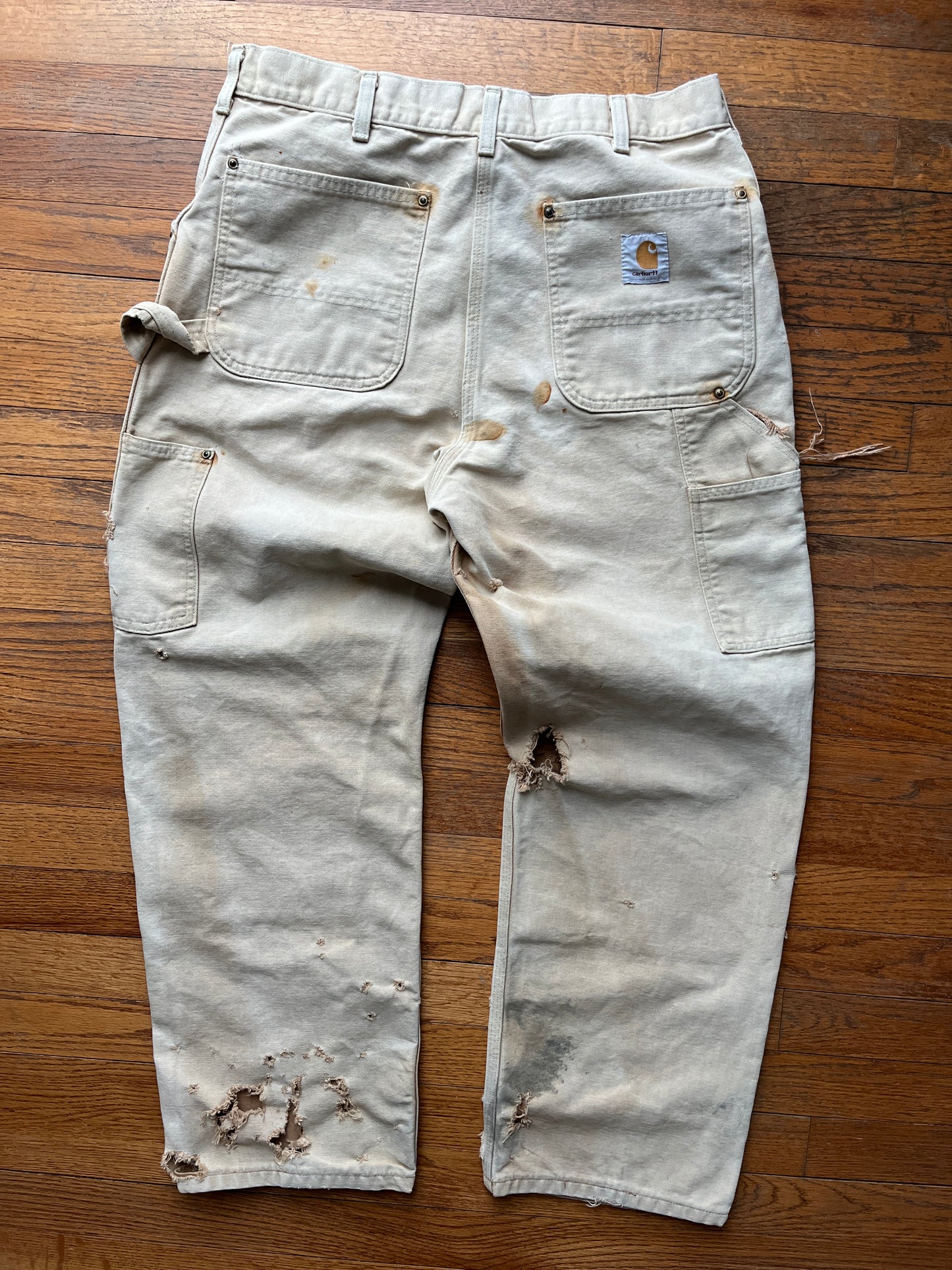 Faded Brown Carhartt Double Knee Pants - 32 x 28