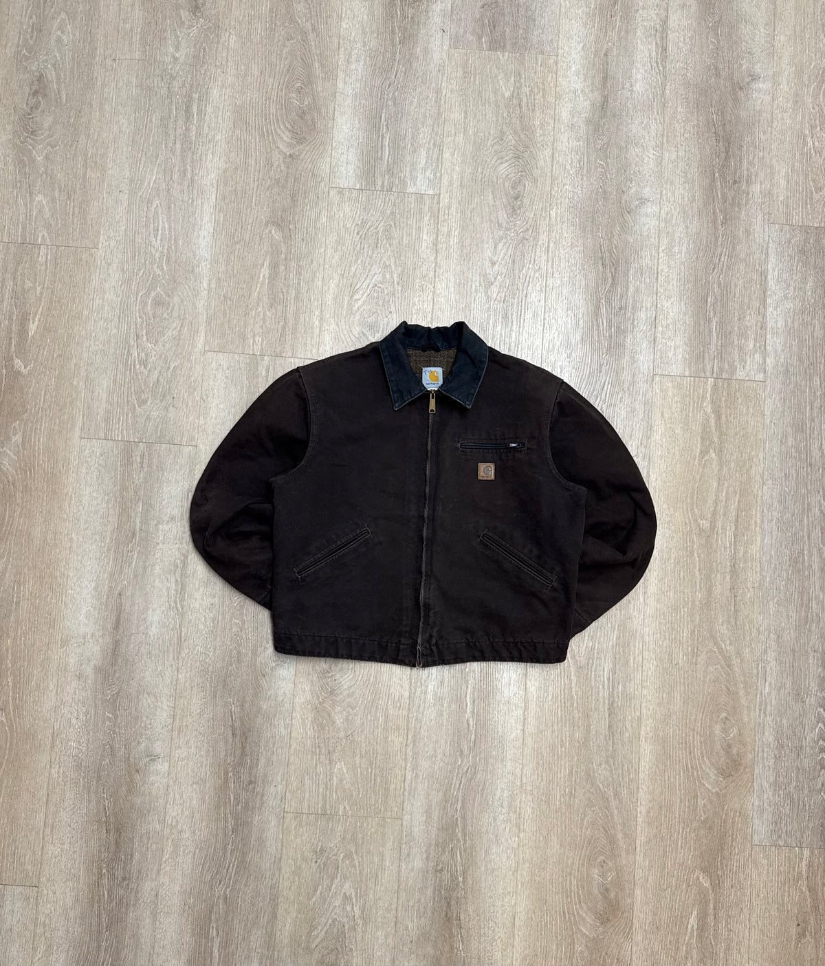 Faded Dark Brown Carhartt Detroit Jacket - Boxy Medium