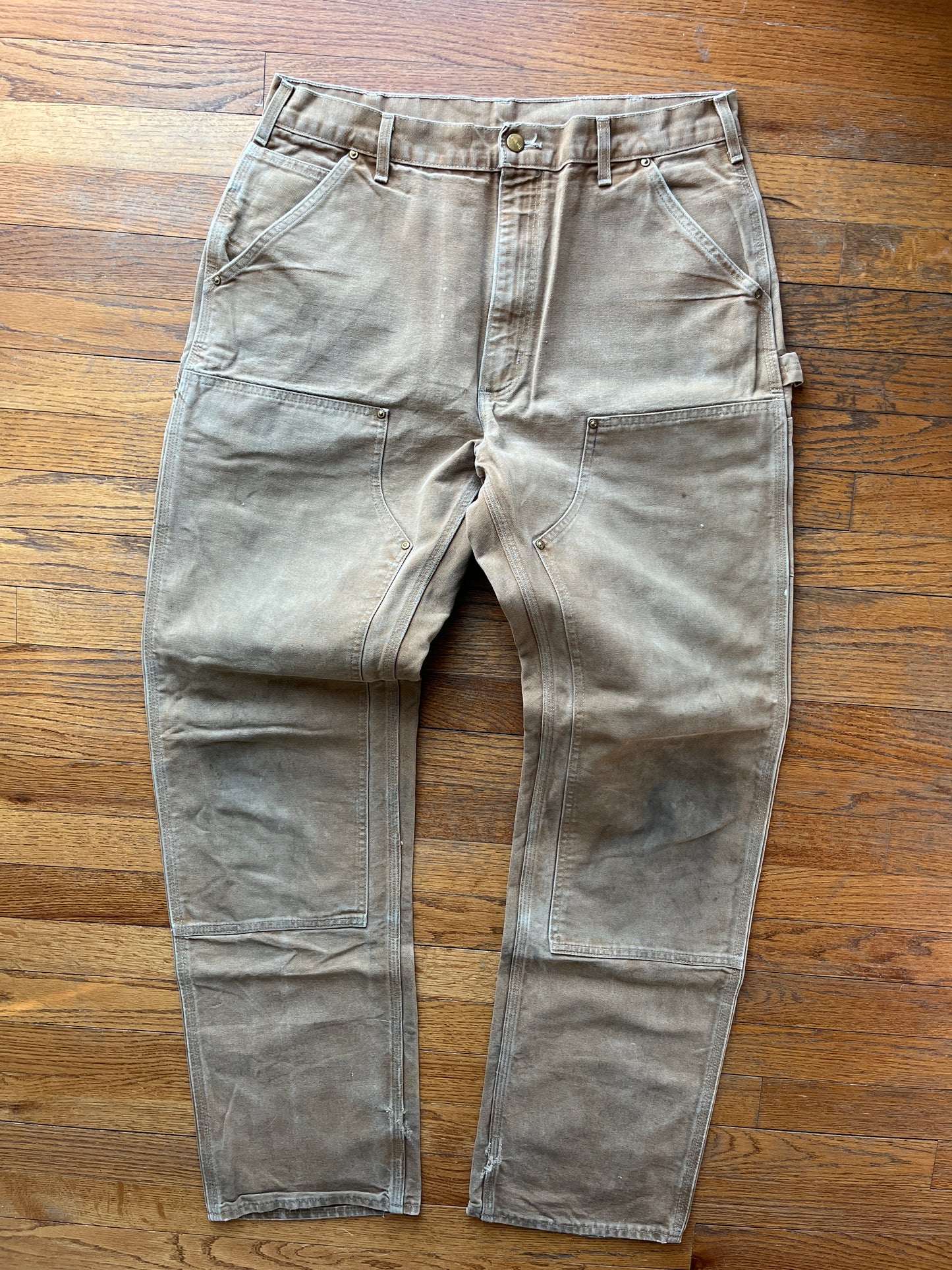 Faded Brown Carhartt Double Knee Pants - 34 x 34