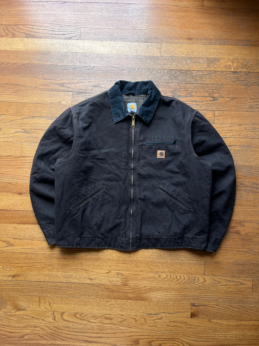 褪色深棕色 Carhartt Detroit 夹克 - 宽松 L-XL