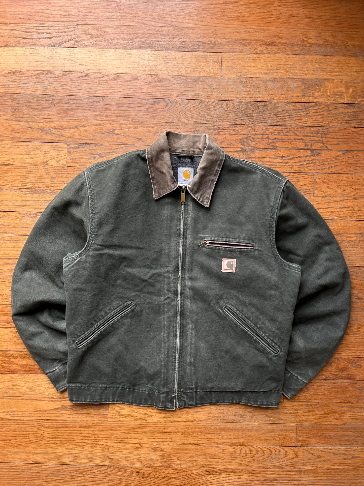 褪色橄榄绿色 Carhartt 底特律夹克 - 中号