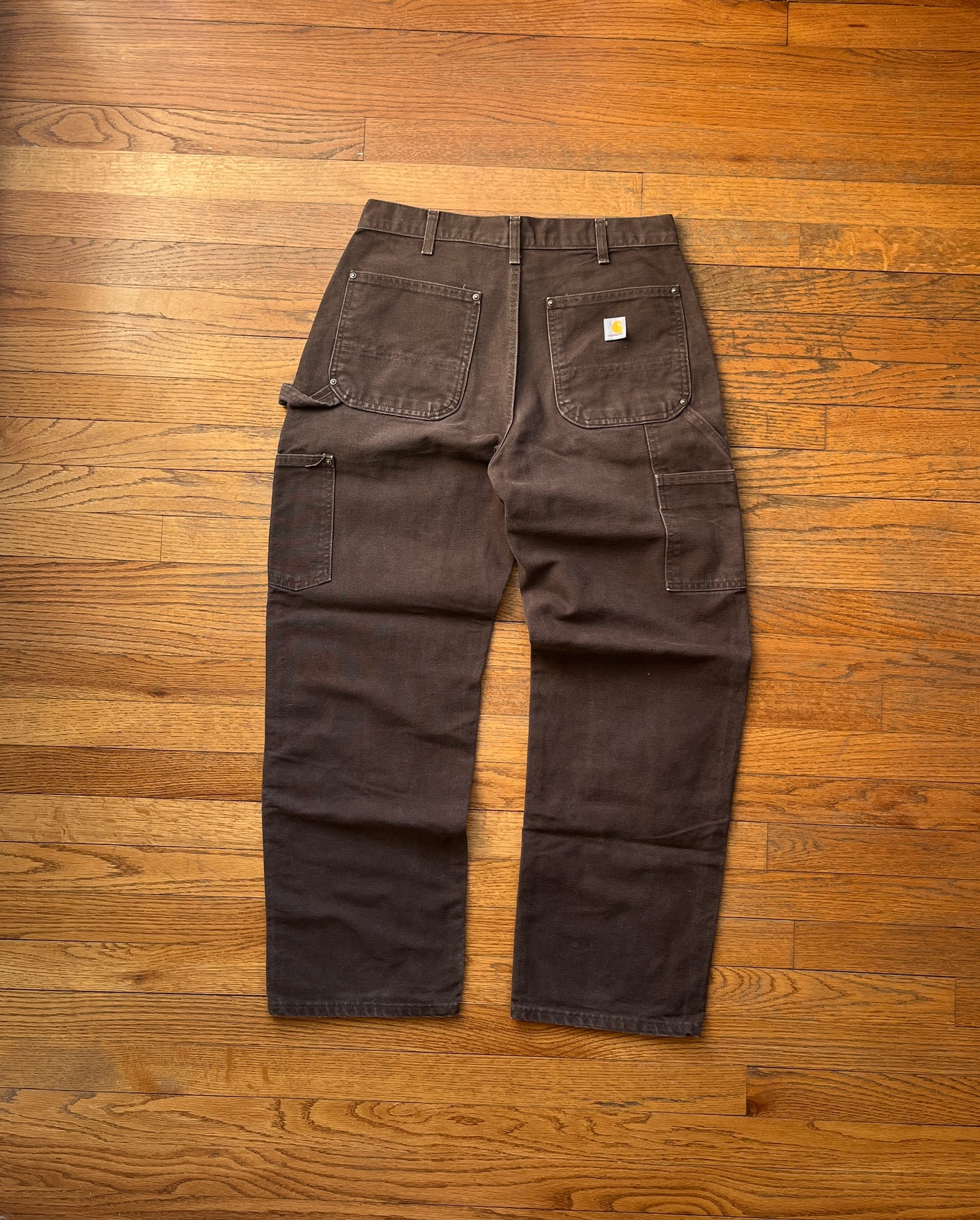 Faded Dark Brown Carhartt Double Knee Pants - 31 x 29