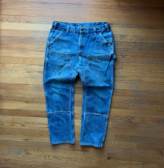 Faded Denim Carhartt Double Knee Pants - 38 x 31