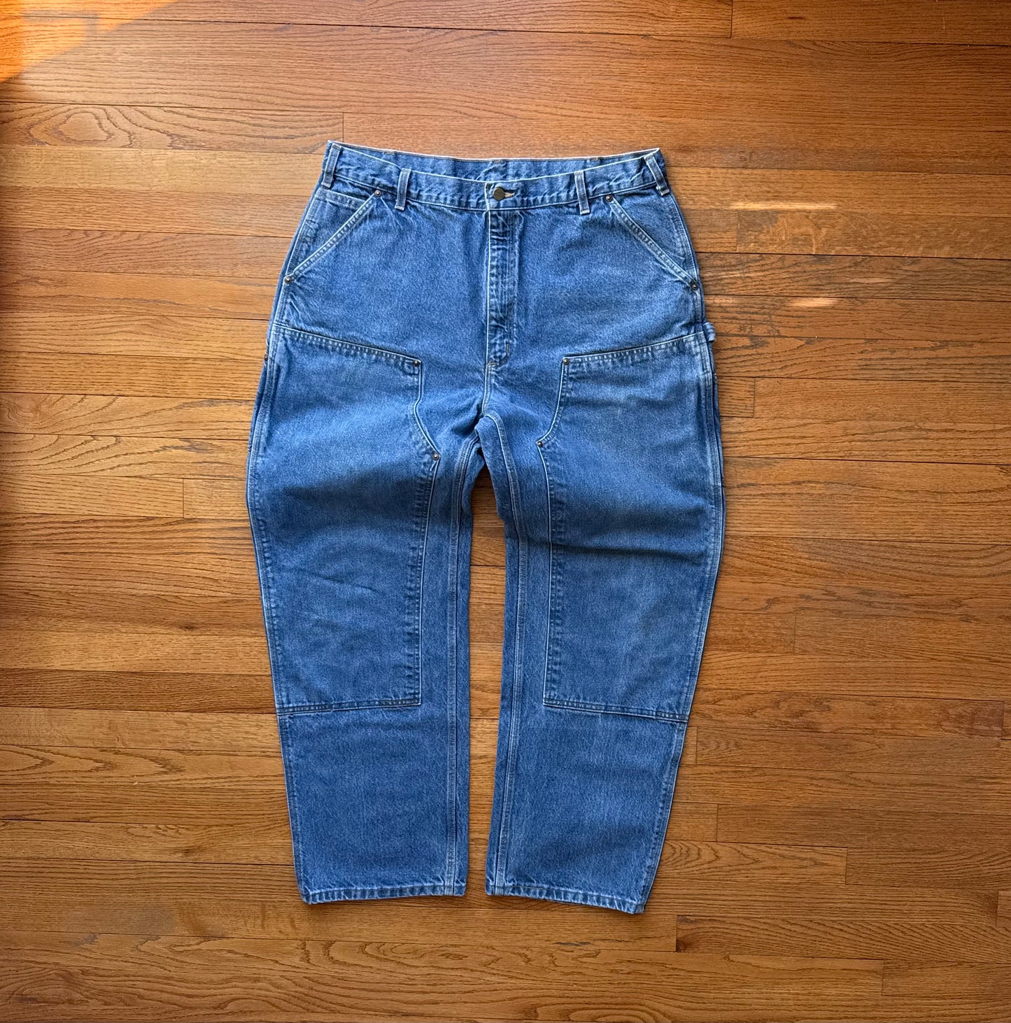 Faded Denim Carhartt Double Knee Pants - 38 x 31.5