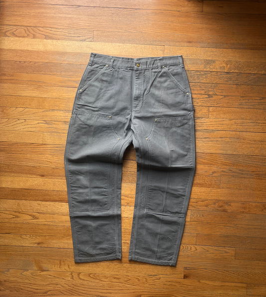 Faded Gravel Grey Carhartt Double Knee Pants - 35 x 30