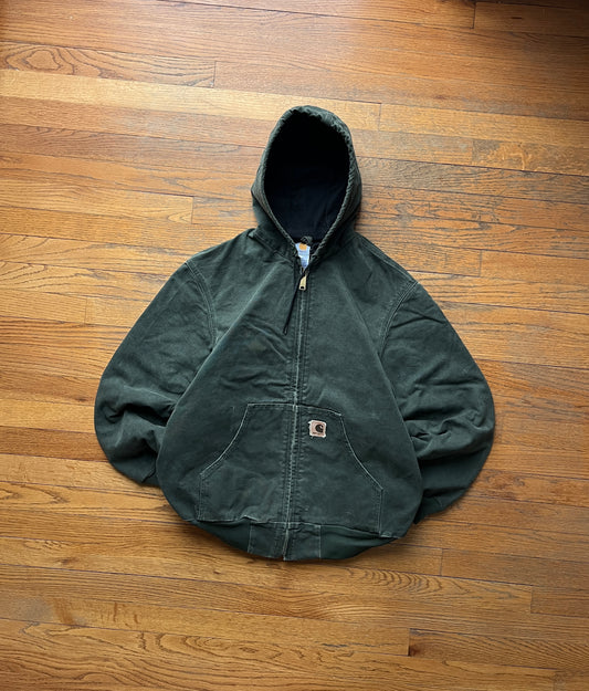 褪色橄榄绿色 Carhartt 运动夹克 - 中号