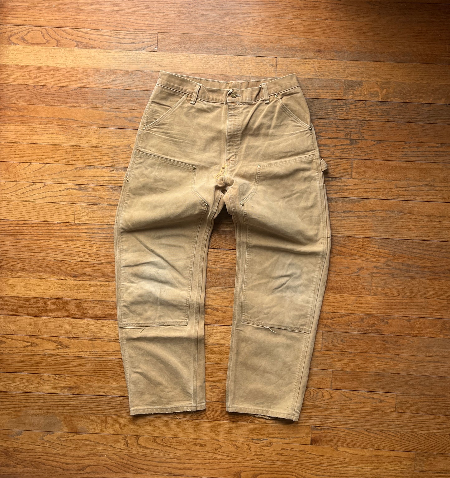 Faded Brown Carhartt Double Knee Pants - 32 x 30