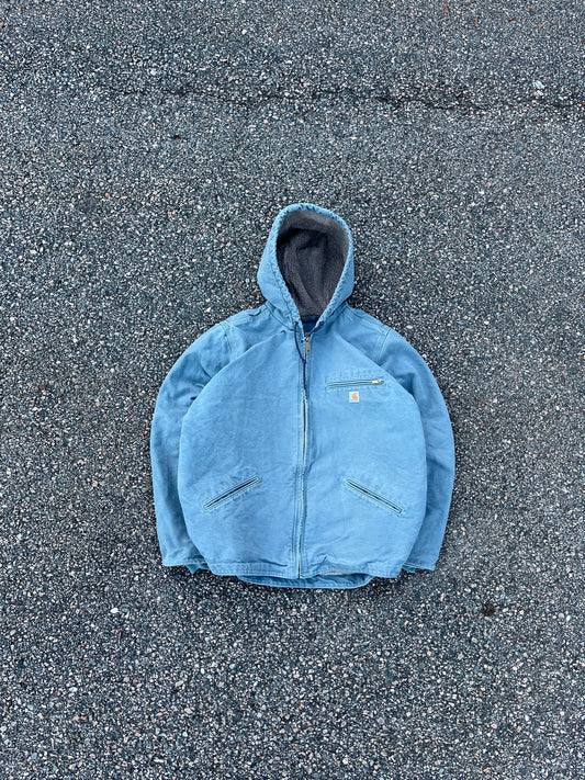 Faded Sky Blue Carhartt Sherpa Lined Jacket - Large