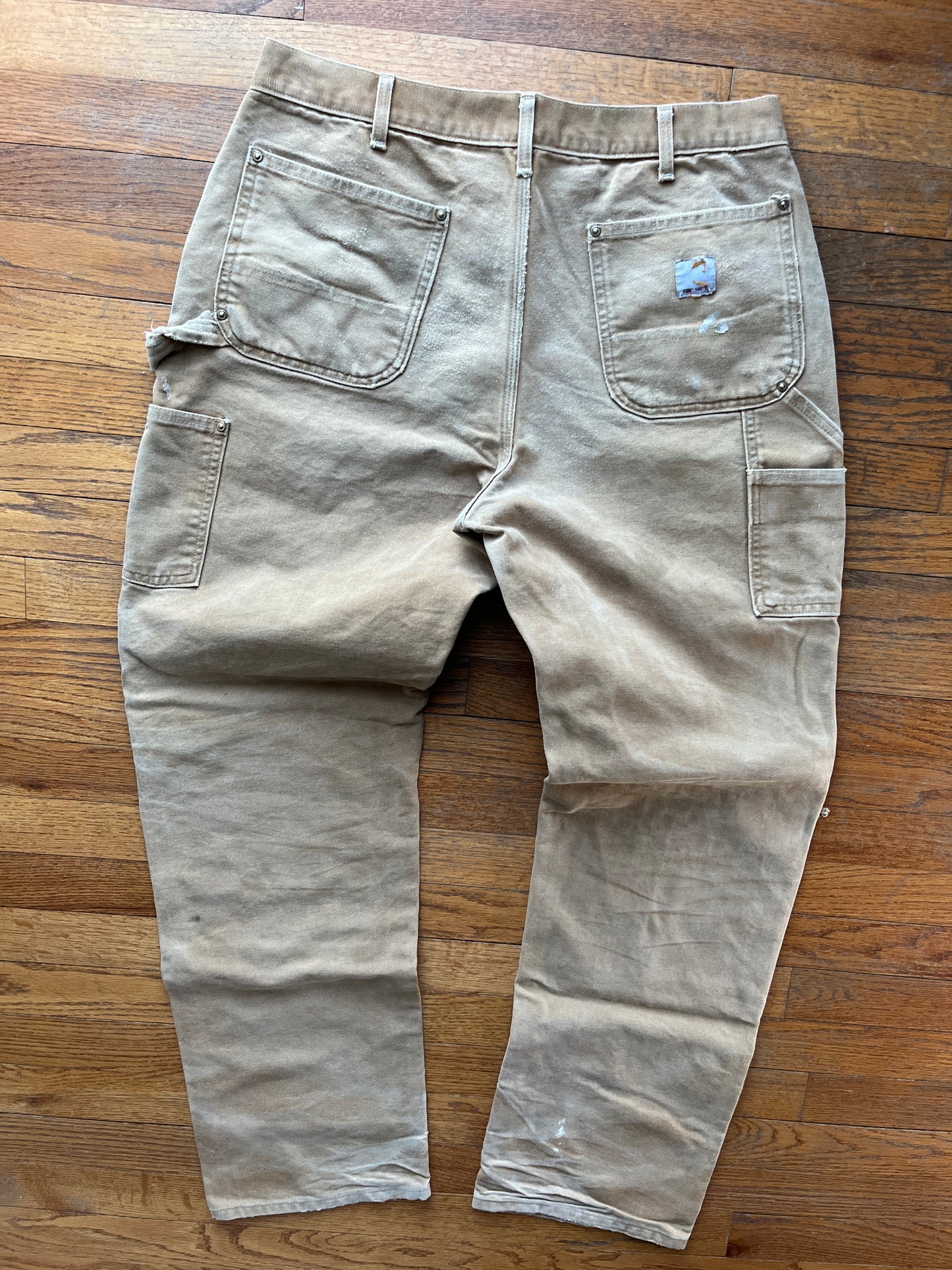 Faded Brown Carhartt Double Knee Pants - 34 x 32