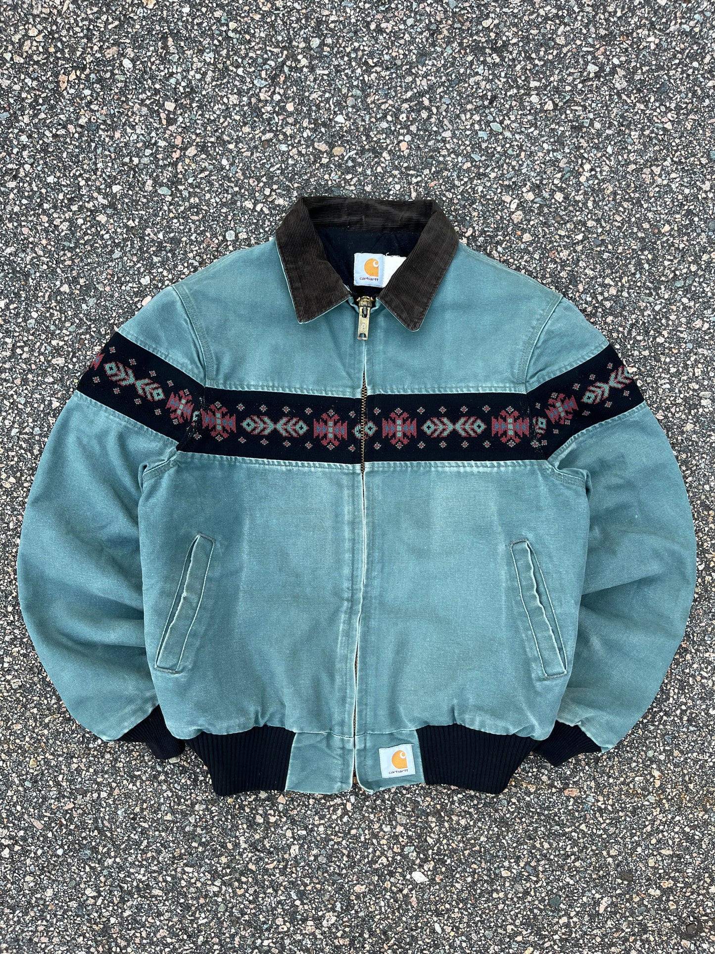 褪色水绿色西南阿兹特克 Carhartt Santa Fe 夹克 - 适合 SM