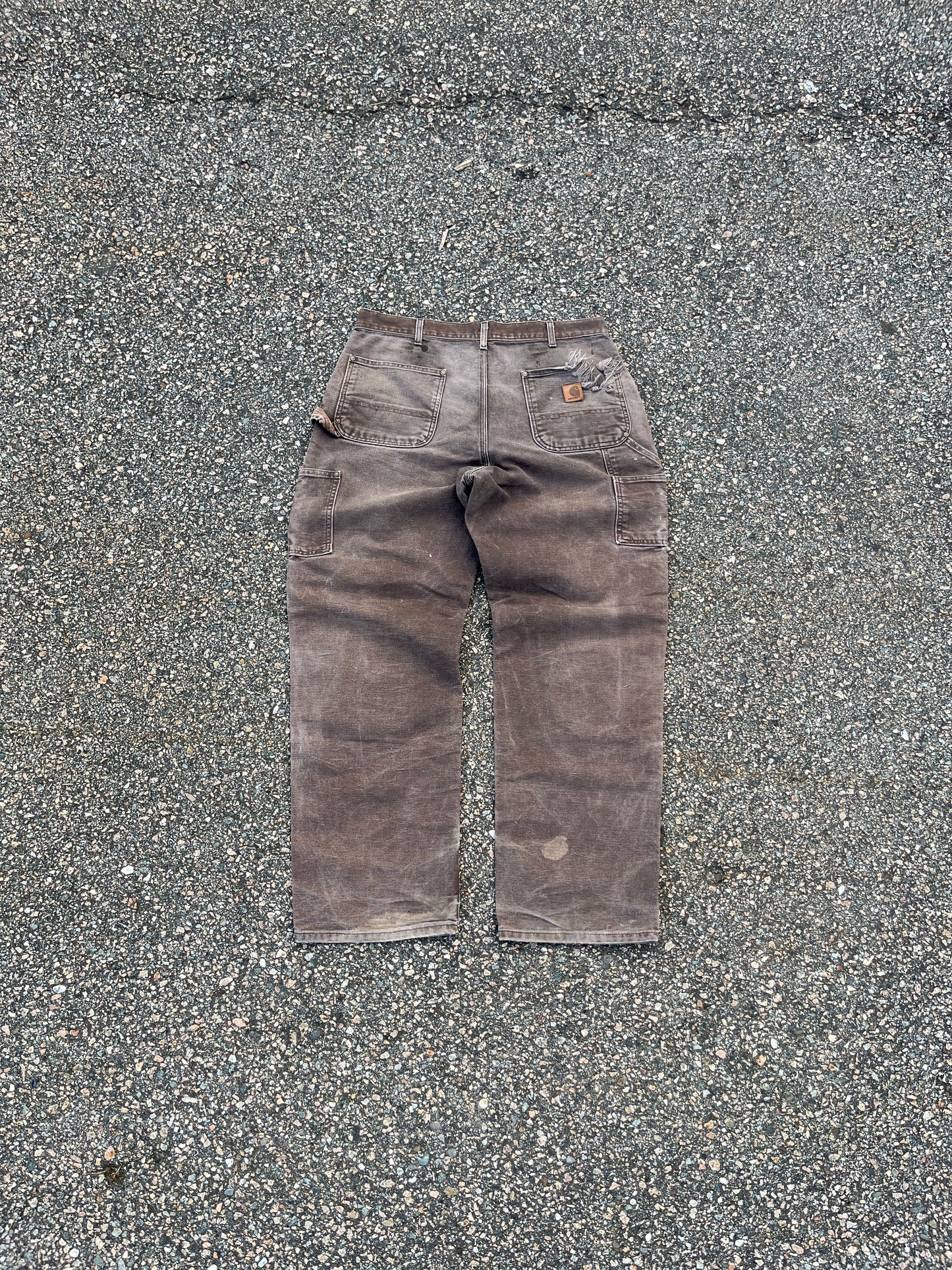 Faded Brown Carhartt Double Knee Pants - 34 x 30.5