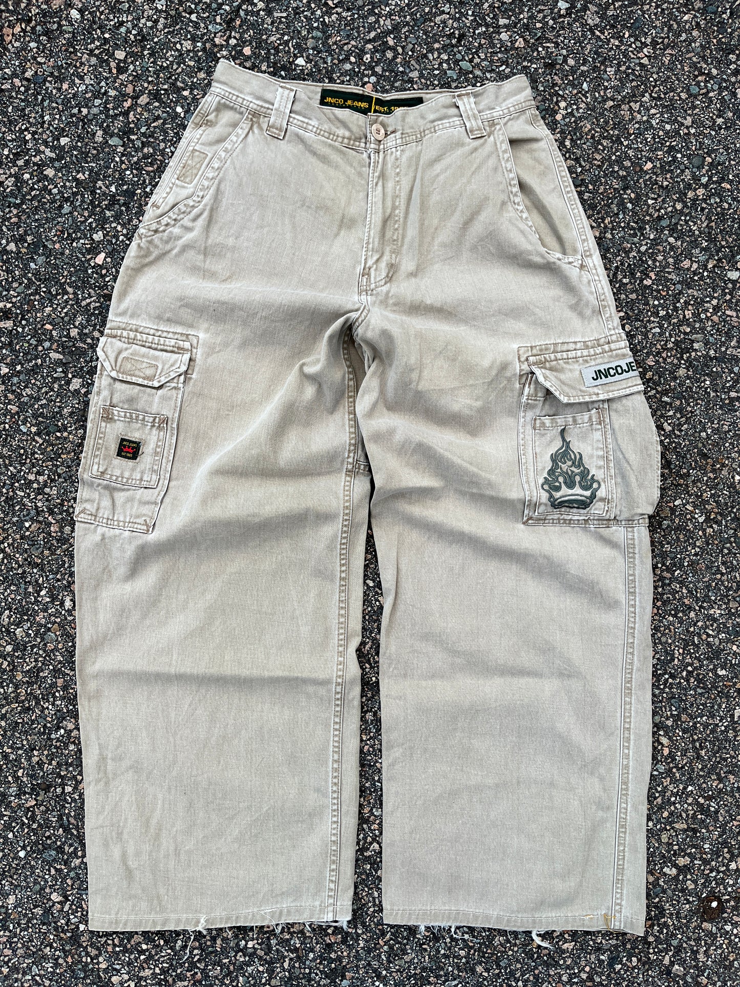 Faded JNCO Flame Cargo Wide Leg Pants - 30 x 28