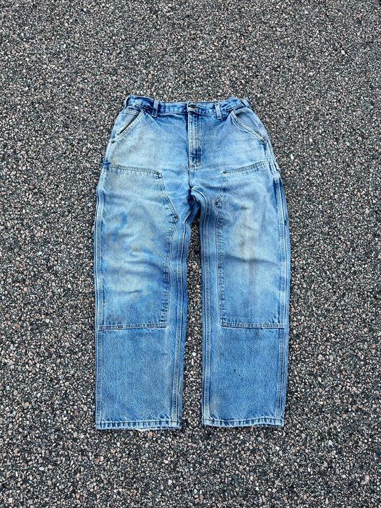 Faded Denim Carhartt Double Knee Pants - 34 x 30.5