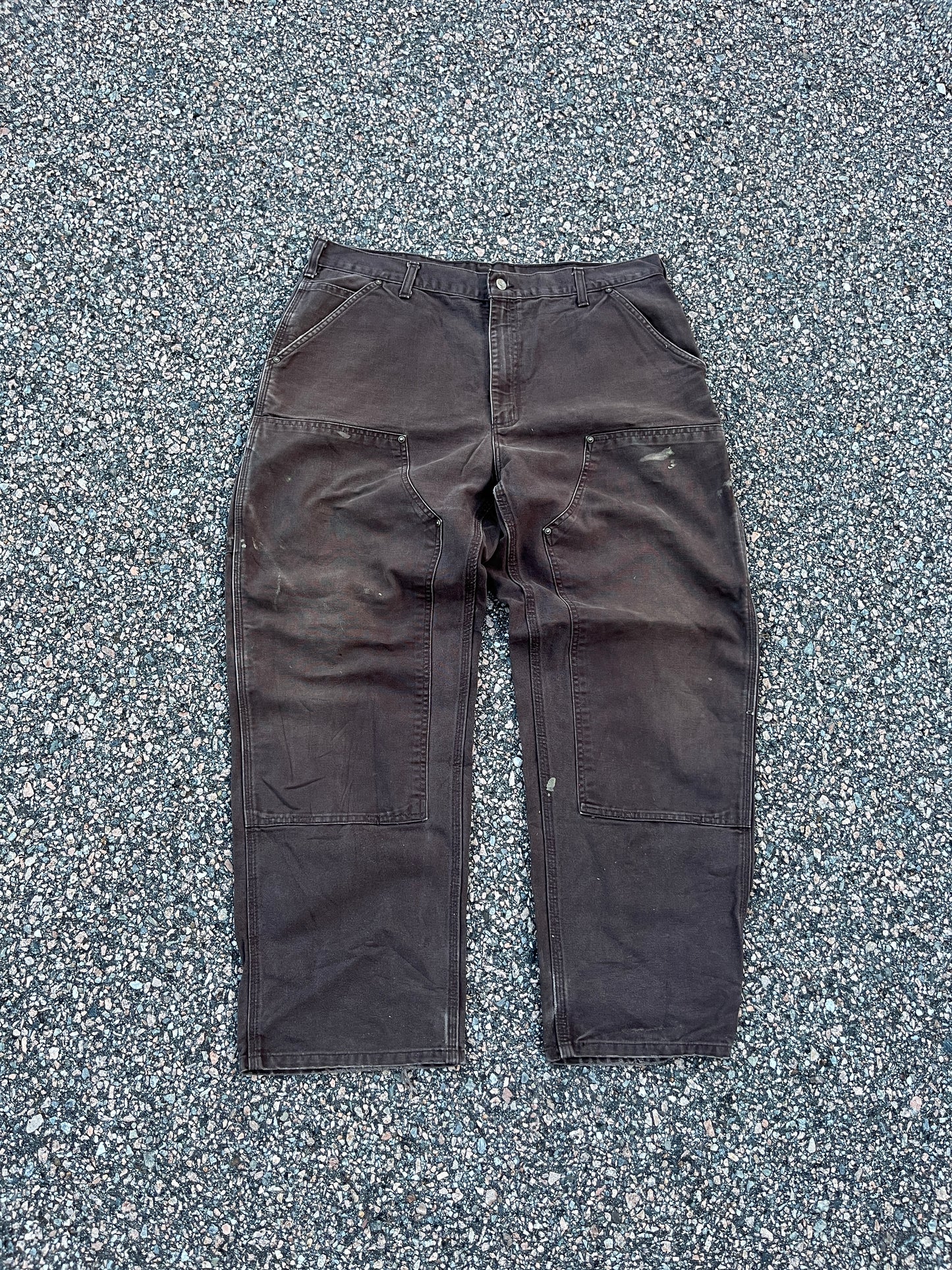 Faded Brown Carhartt Double Knee Pants - 37 x 29.5