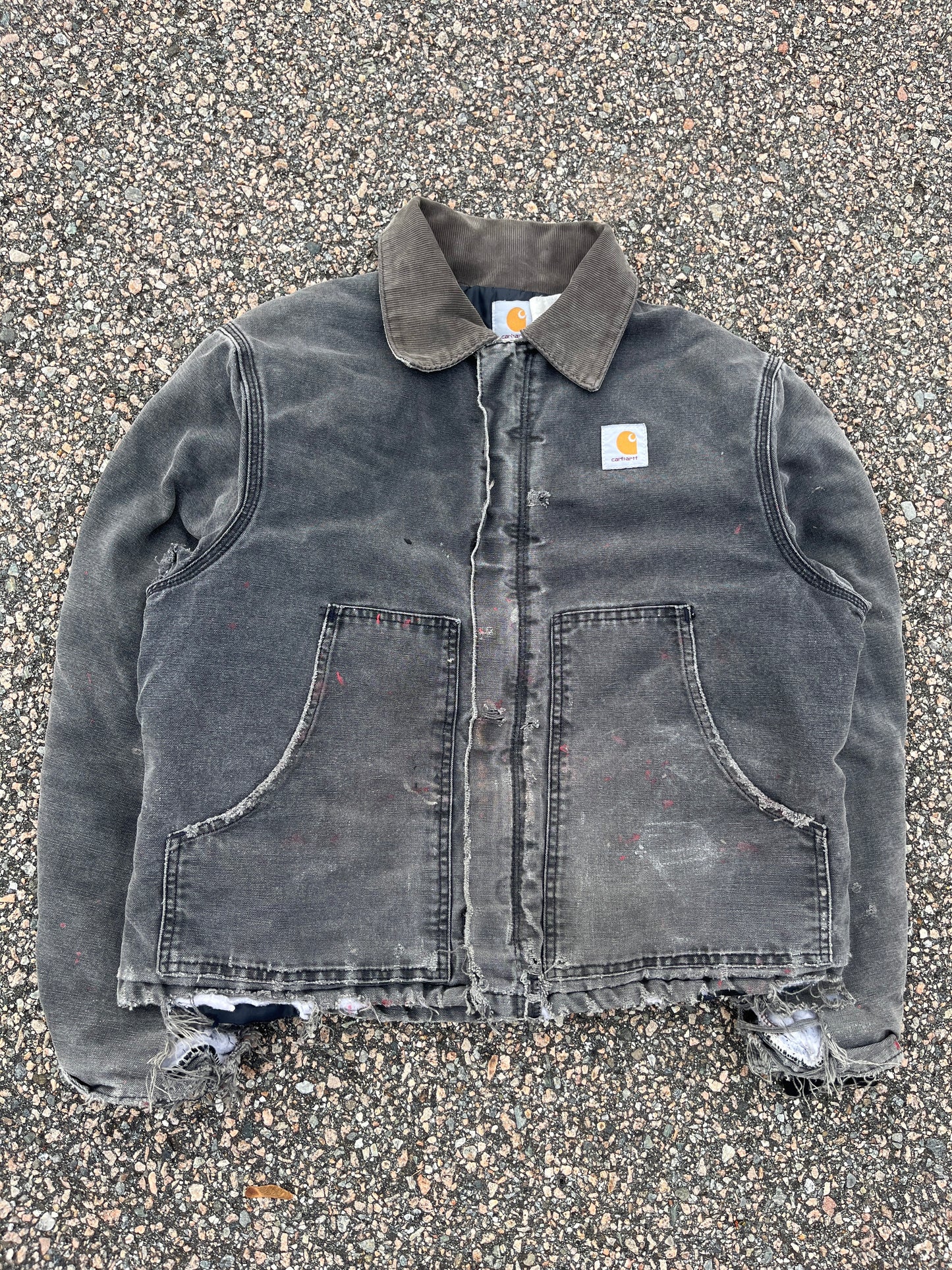 褪色和破旧黑色 Carhartt 北极夹克 - 中号