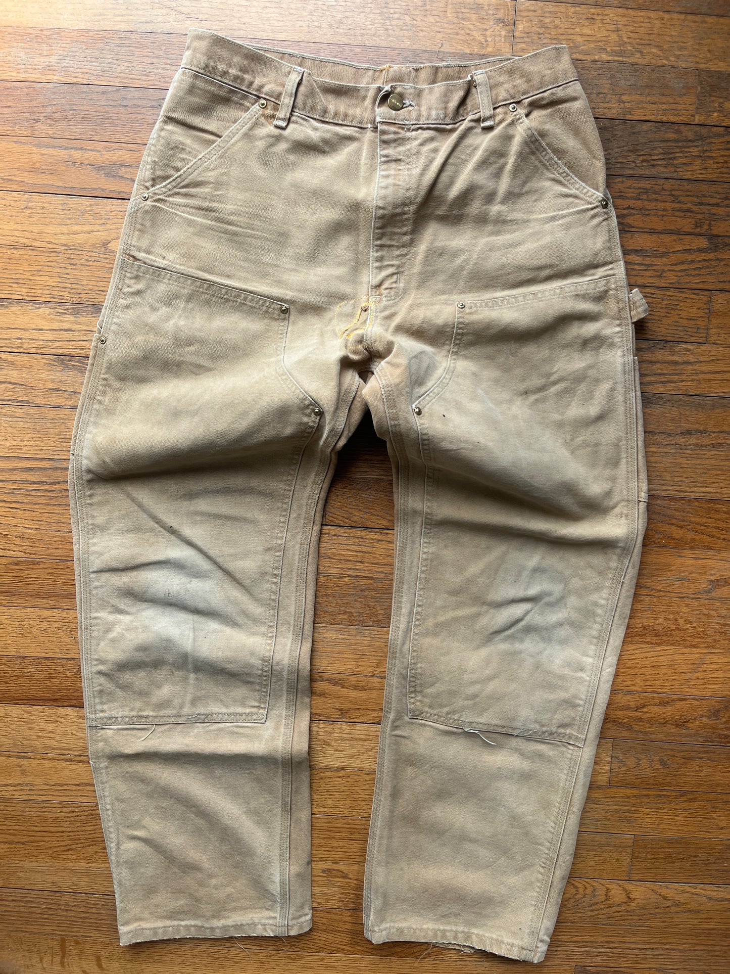 Faded Brown Carhartt Double Knee Pants - 32 x 30