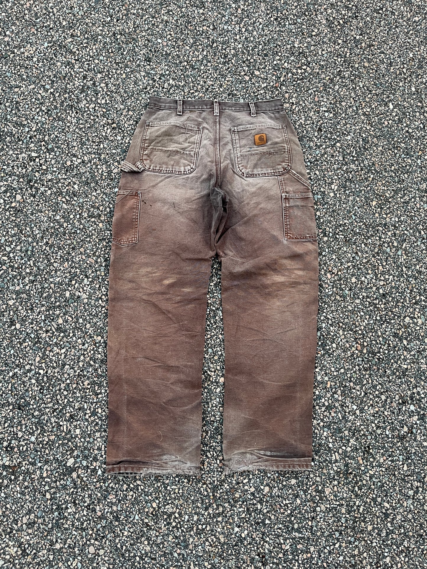 Faded Brown Carhartt Double Knee Pants - 32 x 31