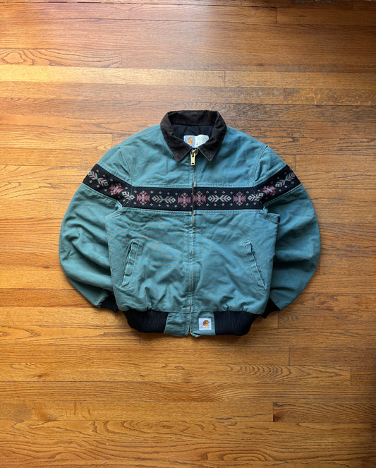 Faded Aqua Southwest Aztec Carhartt Santa Fe Jacket - Medium