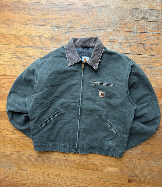 Faded Olive Green Carhartt Detroit Jacket - Large