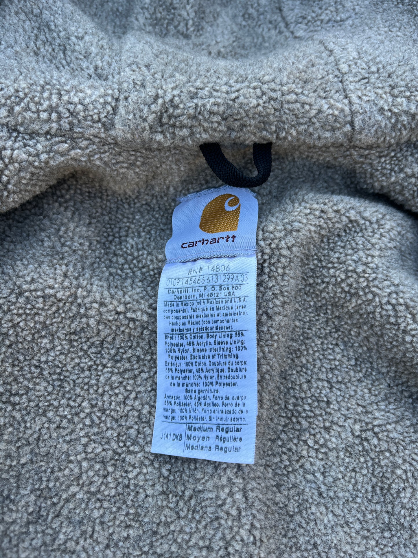 褪色棕色 Carhartt Sherpa 衬里夹克 - 中号