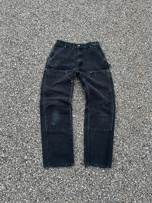 Faded Black Carhartt Double Knee Pants - 28 x 30