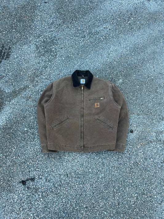 褪色栗棕色 Carhartt 底特律夹克 - 宽松中号