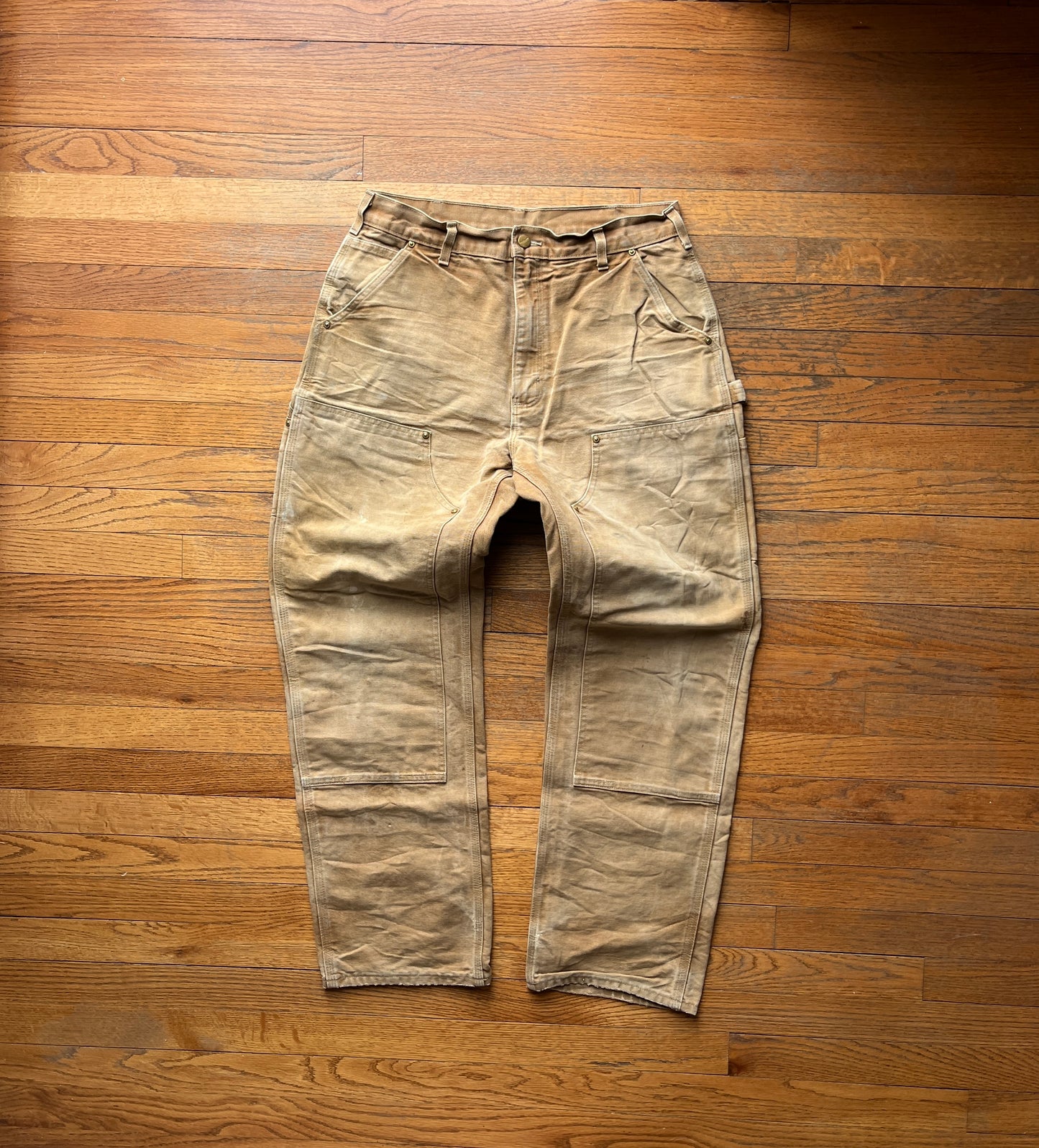 Faded Brown Carhartt Double Knee Pants - 32 x 30.5